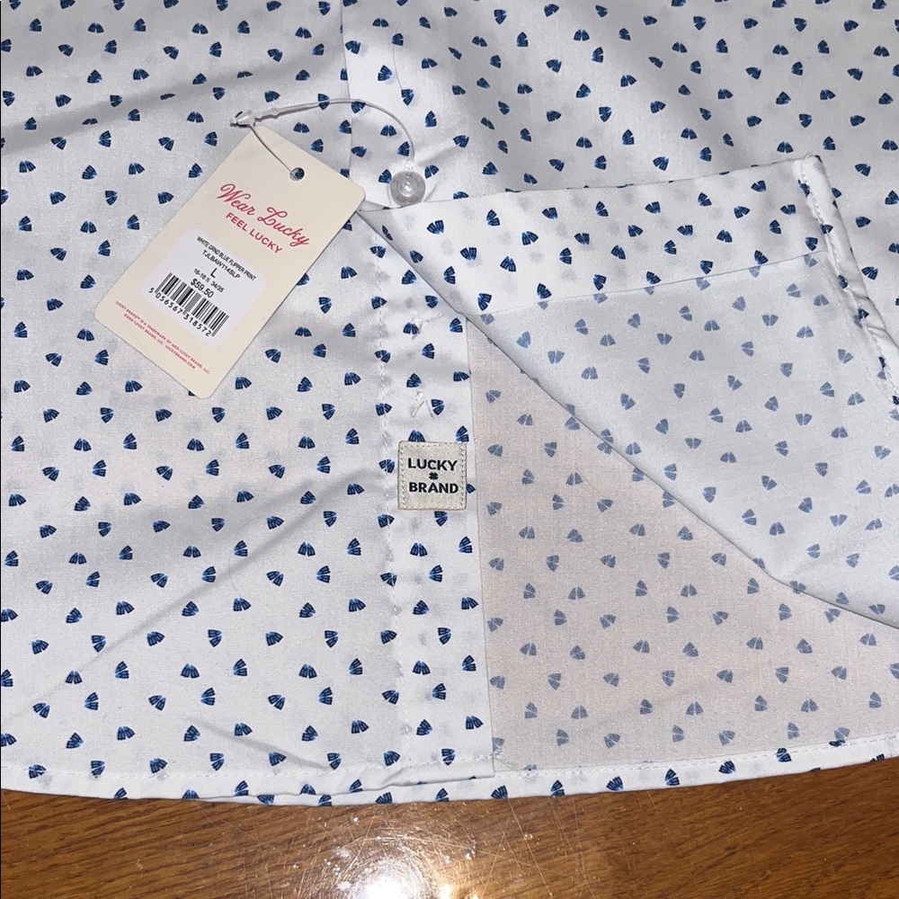 🏳️‍🌈 Lucky Brand White Shirt with Blue Dots - Picture 8 of 9
